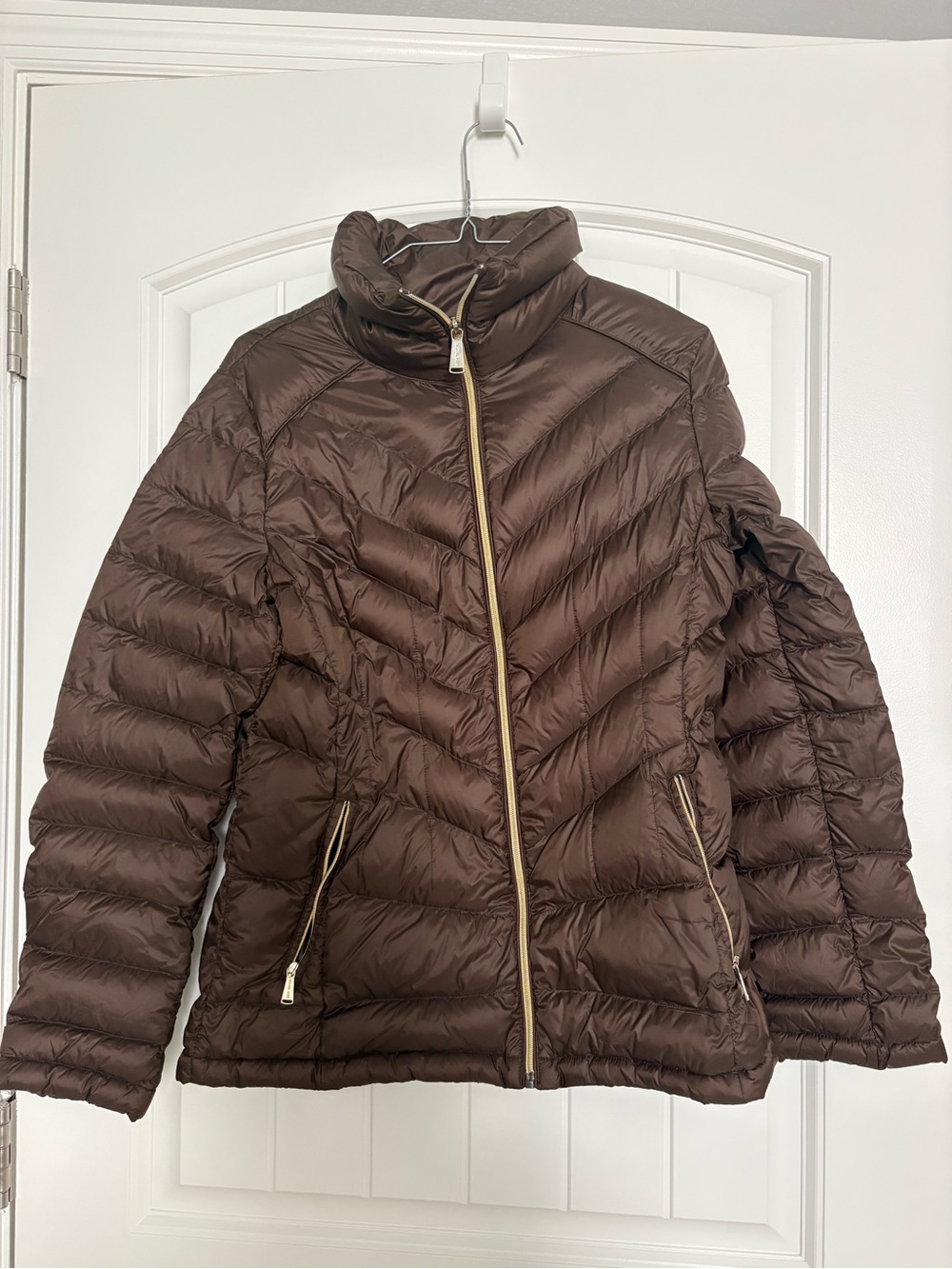 Michael Kors Lightweight Down Brown Quilted Packable Puffer Jacket - Women's M